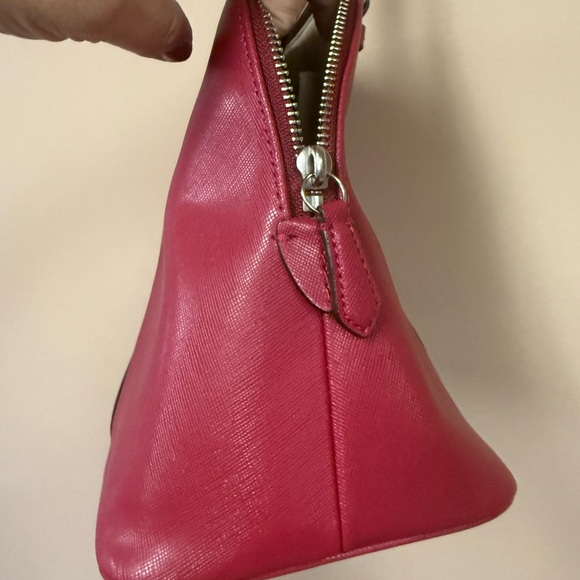 Coach F25671 Peyton Crossgrain Leather Domed Satchel Purse Bag Red with Xbody - Picture 4 of 9